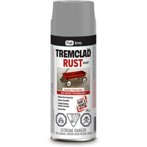 Tremclad&reg; Oil Based Rust Paint, Grey, Very Flat, Aerosol Can Cam Industrial
