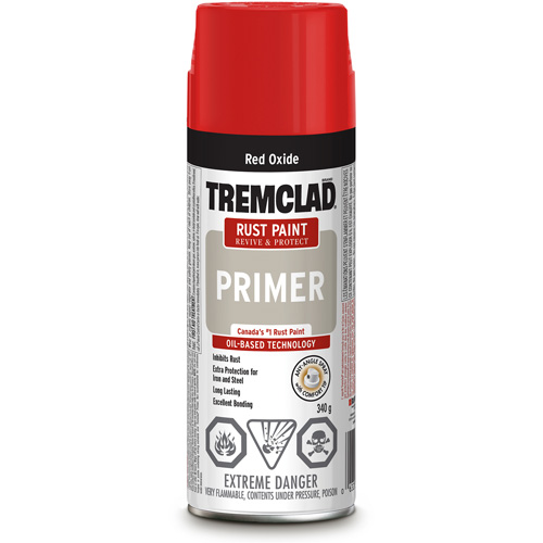 Tremclad&reg; Rust Primer Spray, Red Oxide, Very Flat, Aerosol Can Cam Industrial