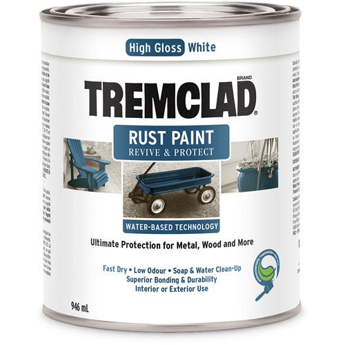 Tremclad&reg; Water-Based Rust Paint, 946 ml, Can, White Cam Industrial