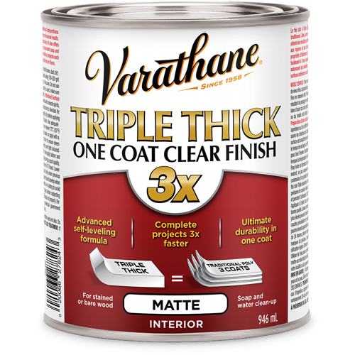 Varathane&reg; Triple Thick One Coat Finish, 946 ml, Clear, Matte Cam Industrial