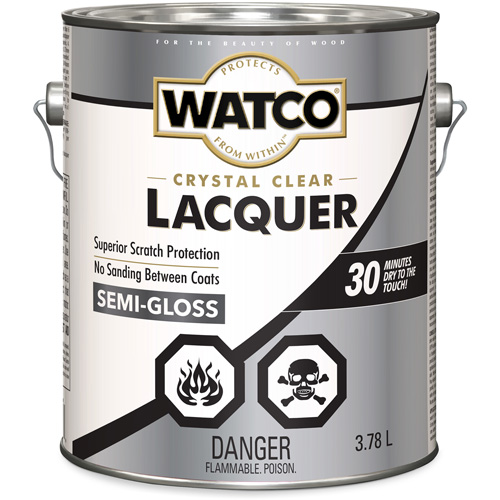Watco&reg; Lacquer Wood Finish, 3.78 L, Clear, Semi-Gloss Cam Industrial