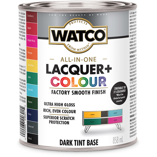 Composant de base fonc&eacute; pour finition laqu&eacute;e + couleur tout-en-un Watco, 946 ml, Base &agrave; teinte fonc&eacute;e, Tr&egrave;s brillant Cam Industrial