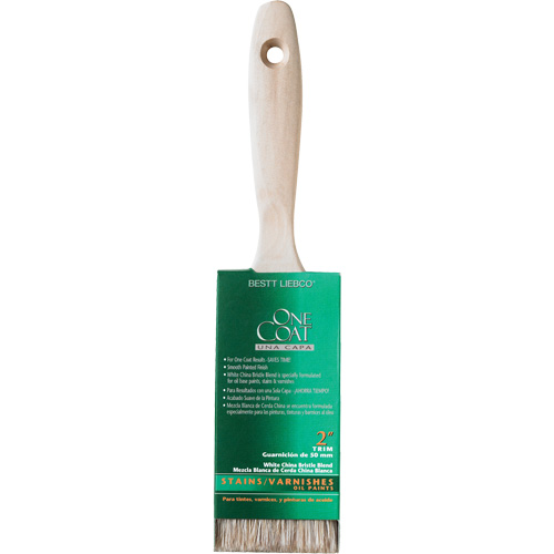Pinceau pour murs et moulures One Coat, Soie blanche, Manche Bois, Largeur de 2" Cam Industrial