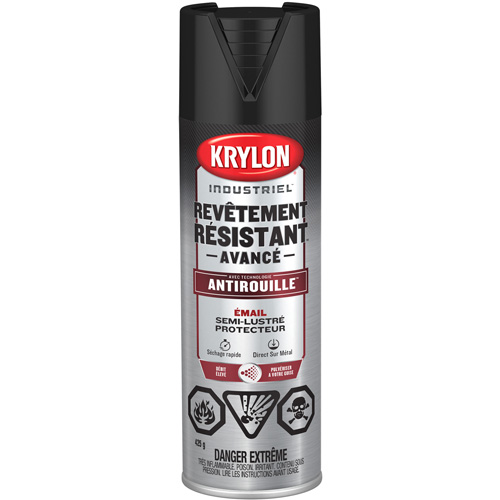 Peinture Tough Coat avec technologie Rust Barrier, Noir, Semi-brillant, 425 g, Canette a&eacute;rosol Cam Industrial