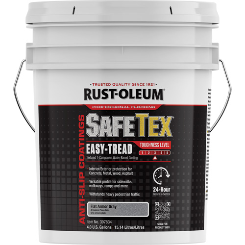 SafeTex&reg; Easy-Tread Acrylic Coating, 4 gal., Water-Based, Flat/Textured, Grey Cam Industrial