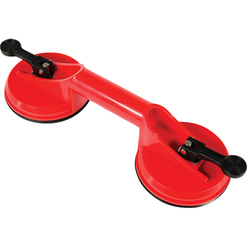 Manually Operated Hand Vacuum Cups - Double Handcup, 66 lbs. Capacity, 4-5/8", Lever, 13" Handle Length Cam Industrial