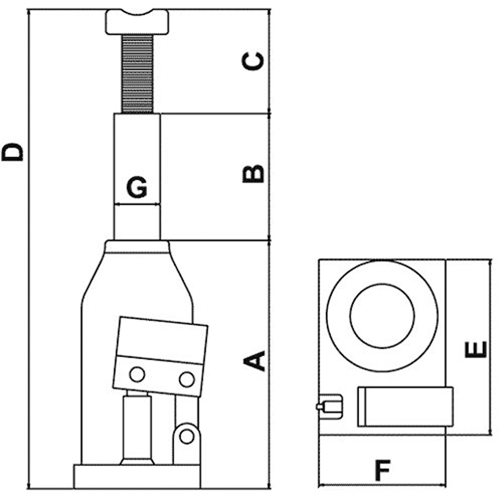 Cric-bouteille, 5 tonnes, 13-2/5' Hauteur &eacute;lev&eacute;e Cam Industrial