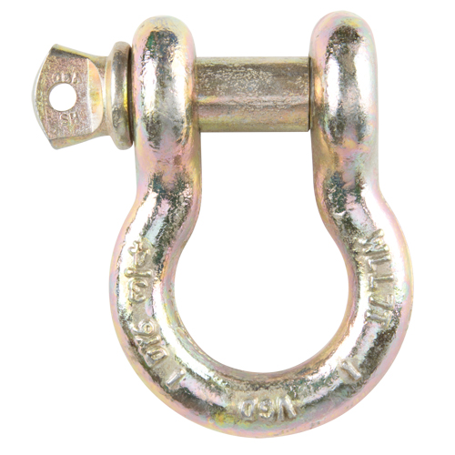 Screw Pin Anchor Shackle, 3/8", Screw Pin, Yellow Chromate Plated Cam Industrial