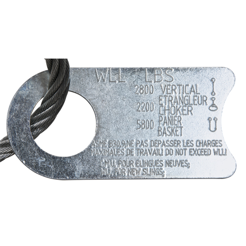 &eacute;lingue de levage &agrave; c&acirc;ble m&eacute;tallique - deux boucles, galvanis&eacute; Cam Industrial
