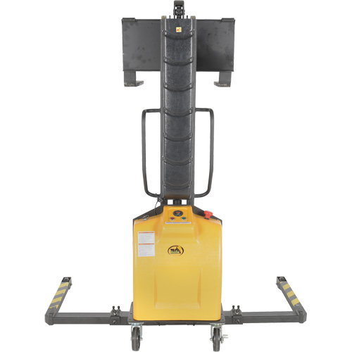 Narrow Mast Powered Lift Stacker, Electric Operated, 1000 lbs. Capacity, 63" Max Lift Cam Industrial