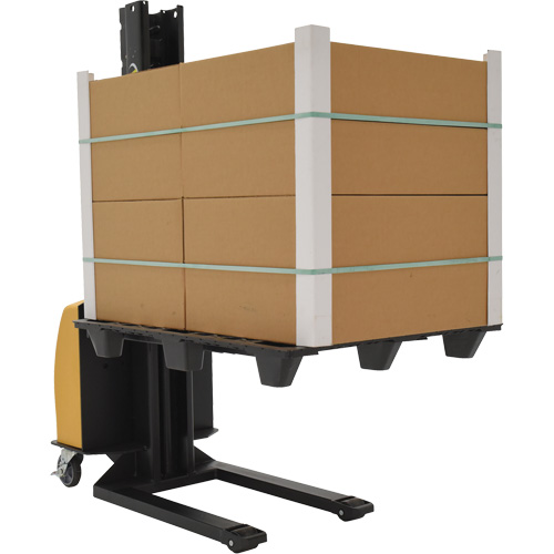 Narrow Mast Powered Lift Stacker, Electric Operated, 1000 lbs. Capacity, 63" Max Lift Cam Industrial