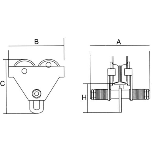 Adjustable Trolley with Safety Plates, 10000 lbs. (5 tons) Cam Industrial