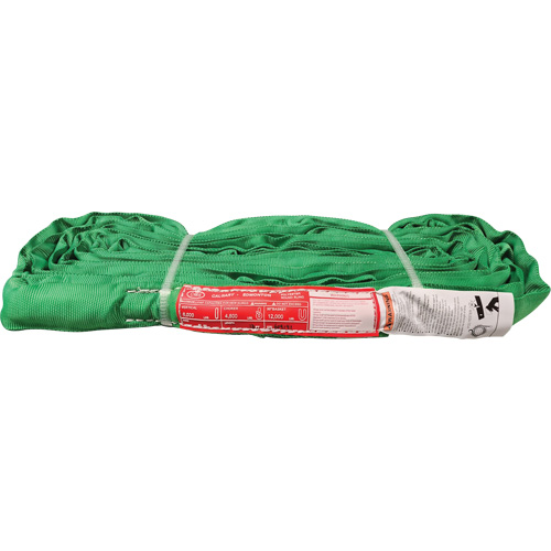 Polyester Round Sling, Green, 12' L, 6000 lbs. Vertical Load Cam Industrial