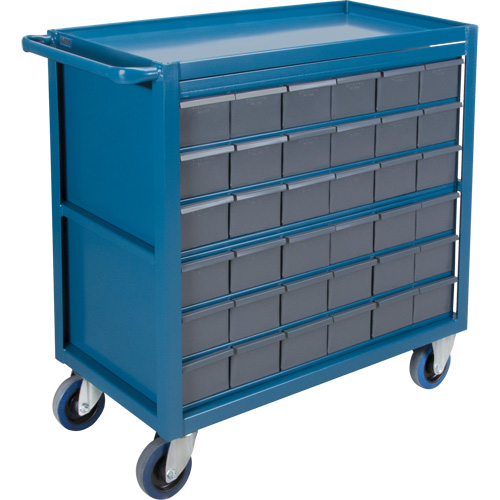 Drawer Shelf Cart, 1200 lbs. Capacity, Steel, 18" x W, 35" x H, 36" D, Rubber Wheels, All-Welded, 36 Drawers Cam Industrial
