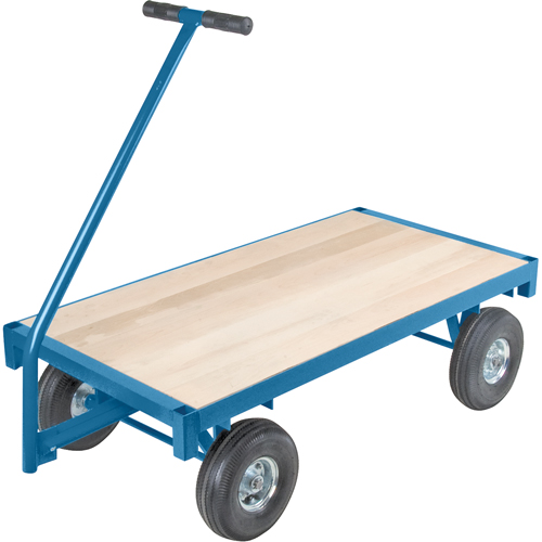 Ergonomic Platform Wagon Trucks, 36" W x 72" L, 45" Handle, 1000 lbs. Capacity, 10" Wheel Dia., Pneumatic Wheels Cam Industrial