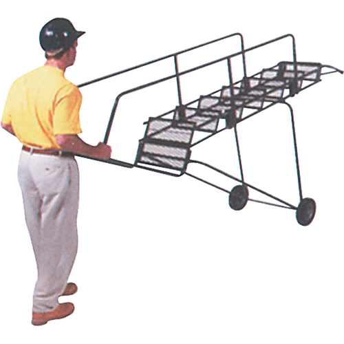 Fold-N-Store Rolling Ladders, 6 Steps, Perforated, 60" High Cam Industrial