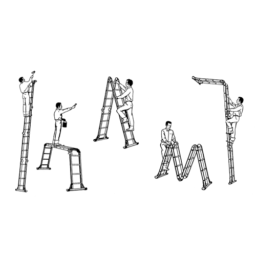 Industrial Duty Articulating Ladders, 6', Aluminum, 250 lbs. Cap., ANSI 1, CSA 1 Cam Industrial