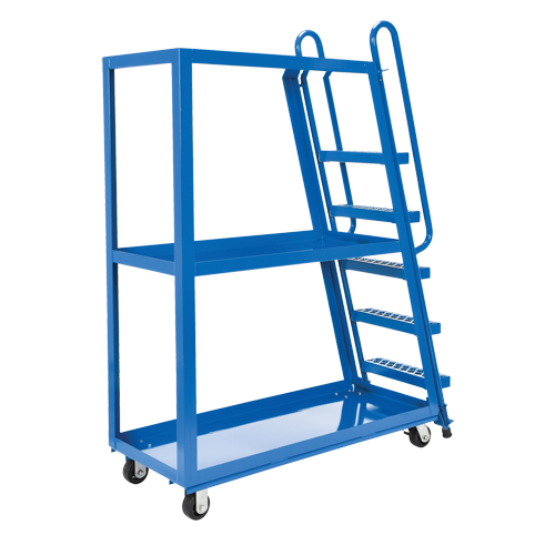 Stock Picking Cart, Steel, 21-7/8" W x 56-1/8" D, 3 Shelves, 1000 lbs. Capacity Cam Industrial