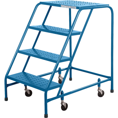 CSA Rolling Step Ladder, 4 Steps, 22" Step Width, 37" Platform Height, Steel Cam Industrial
