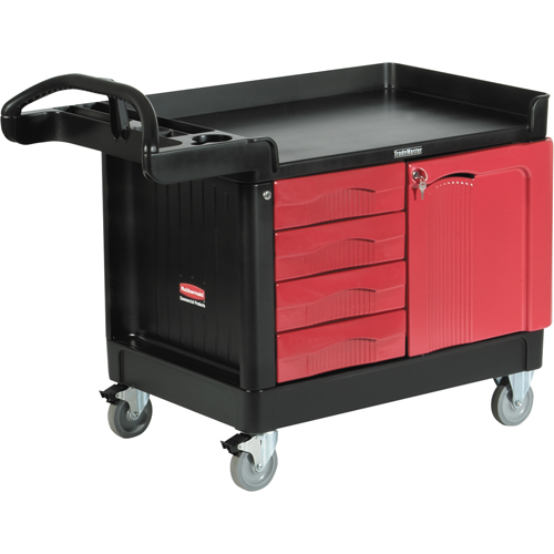 Trademaster Mobile Cabinets & Work Centres, 4 Drawers, 49" L x 26-1/4" W x 38" H, Black Cam Industrial