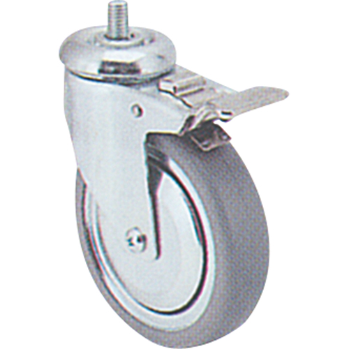 Zinc Plated Caster, Swivel with Brake, 6" (152 mm) Dia., 250 lbs. (113 kg.) Capacity Cam Industrial