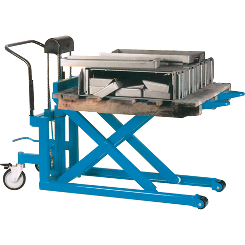 Chariots/tables hydrauliques de lev&eacute;e &agrave; ciseaux pour palettes, 42-1/2" lo x 27" la, Acier, Capacit&eacute; de 1000 lb Cam Industrial