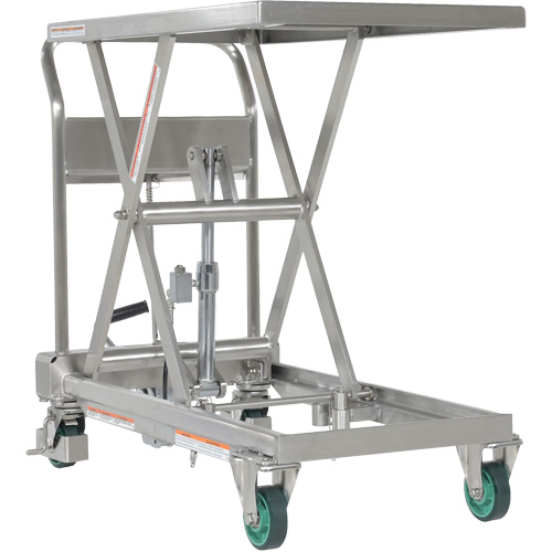 Hydraulic Scissor Lift Table, 31-1/2" L x 19-1/2" W, Stainless Steel, 550 lbs. Capacity Cam Industrial