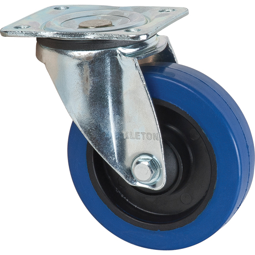 Roulette bleue, Pivotant, 5" (127 mm), Caoutchouc, 400 lb (181 kg) Cam Industrial