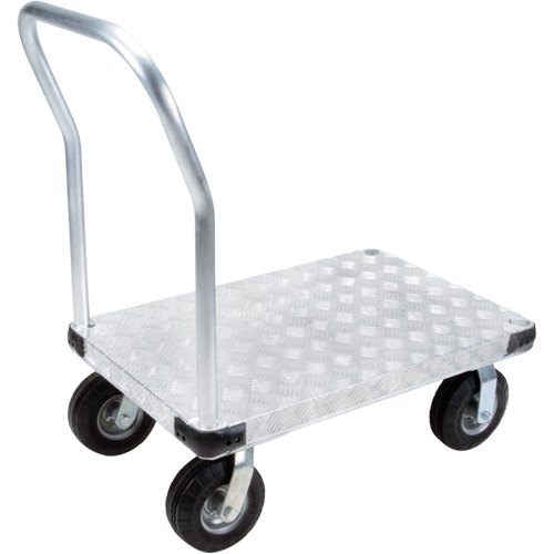 Aluminum Platform Truck, 24" W x 36" L, 1100 lbs. Cap., Flat Free Wheels Cam Industrial