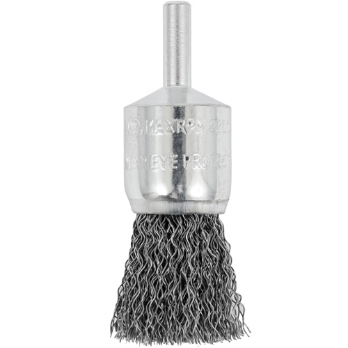 Shaft Mounted Crimped End Brush, 3/4", 0.012" Fill, 1/4" Shank Cam Industrial