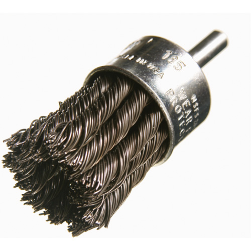 Knotted Wire End Brushes, 1" Dia., 0.012" Wire Dia., 1/4" Shank Cam Industrial