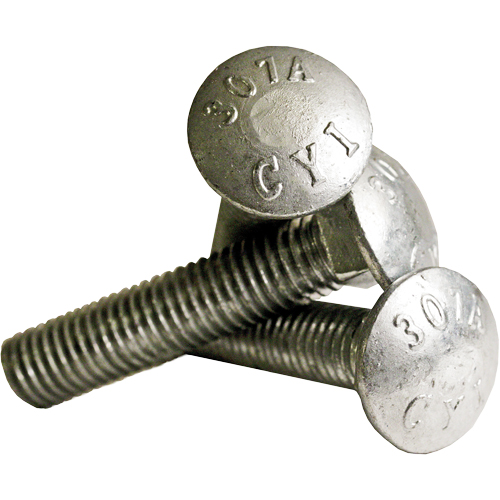 Carriage Bolt Full thread, 5/16" x 2-1/2" L, Galvanized, Coarse Cam Industrial