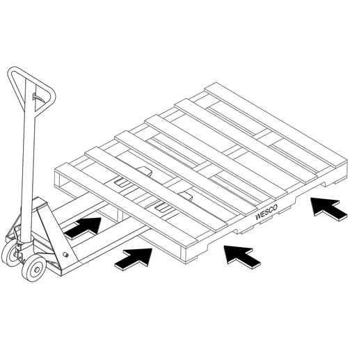 Transpalette hydraulique &agrave; 4 entr&eacute;es, 48" l x 7" la, Capacit&eacute; 4000 lb Cam Industrial