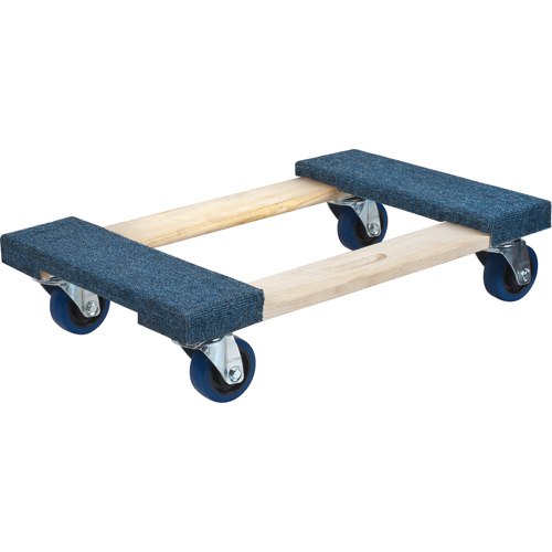 Carpeted Ends Hardwood Dolly, Wood Frame, 18" W x 24" L, 1400 lbs. Capacity Cam Industrial