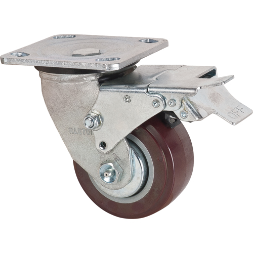 Roulette, Pivotant avec frein, 4" (101,6 mm), Polyur&eacute;thane,  Cam Industrial