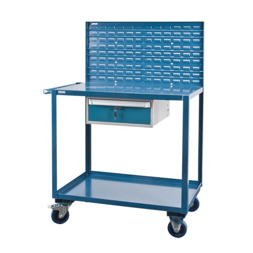 Mobile Service Cart, 2 Tiers, 24" W x 57" H x 40" D, 1200 lbs. Capacity Cam Industrial