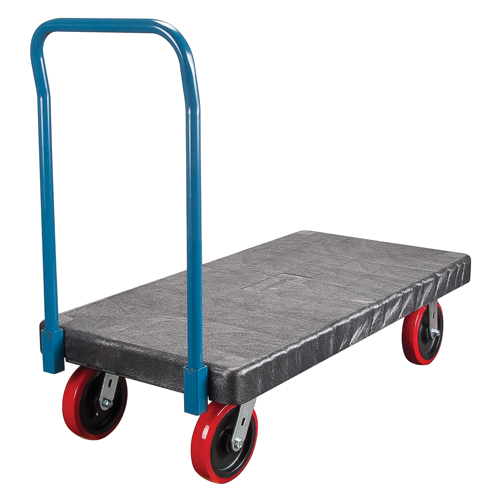 Plastic Platform Truck, 48" L x 24" W, 2500 lbs. Cap., Polyurethane Wheels Cam Industrial