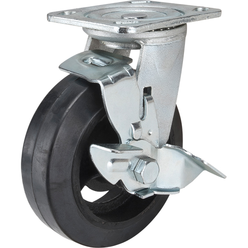 Roulette moul&eacute;, Pivotant avec frein, 6" (152,4 mm), Caoutchouc, 550 lb (249 kg) Cam Industrial