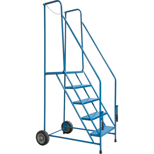Escabeau roulant avec rails pour acc&egrave;s &agrave; une remorque, 4 marches, Largeur de la marche 22", Hauteur de la plateforme 37", Acier Cam Industrial