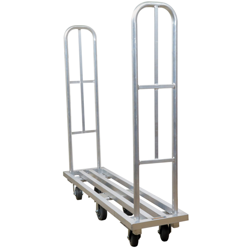 Aluminum U-Boat Platform Truck, 16" W x 63" L, 1322 lbs. Cap., Polyurethane Wheels Cam Industrial