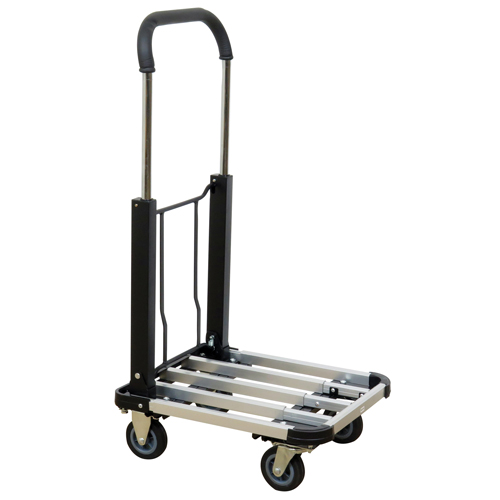 Folding Handle Platform Truck, Aluminum, 300 lbs., 28" L x 16" W, 37.75" High Cam Industrial