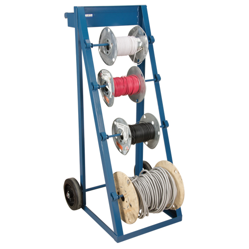 Portable Wire Reel Caddy, Steel, 4 Rod, 24-1/2" W x 49" H x 23" D, 400 lbs. Capacity Cam Industrial