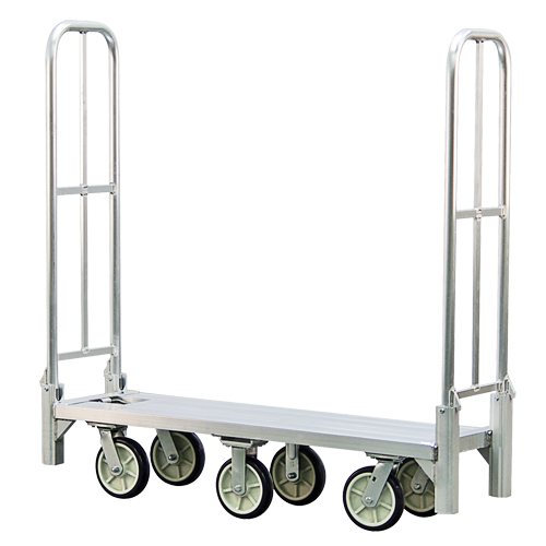 Aluminum U-Boat Folding Bulk Delivery Cart, 18" W x 61" L, 1200 lbs. Cap., Polyurethane Wheels Cam Industrial