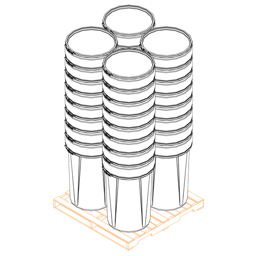 Nestable Polyethylene Drum, 55 US gal (45 imp. gal.), Open Top, Yellow Cam Industrial