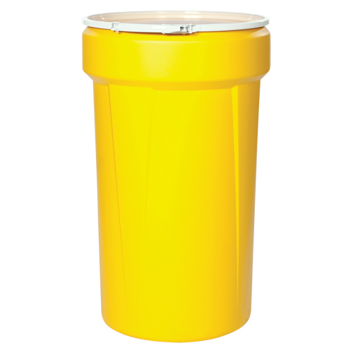 Nestable Polyethylene Drum, 30 US gal (25 imp. gal.), Open Top, Yellow Cam Industrial
