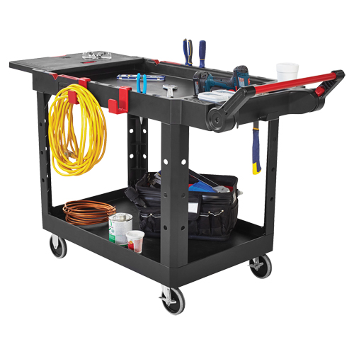 Chariot utilitaire robuste et polyvalent, 2 tiers, 25-1/5" x 36" x 51-1/2", Capacit&eacute; 500 lb Cam Industrial