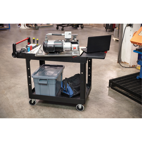 Chariot utilitaire robuste et polyvalent, 2 tiers, 25-1/5" x 36" x 51-1/2", Capacit&eacute; 500 lb Cam Industrial