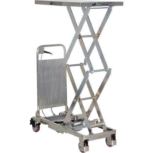Manual Hydraulic Scissor Lift Table, 27-1/2" L x 17-3/4" W, Partial Stainless Steel, 220 lbs. Capacity Cam Industrial