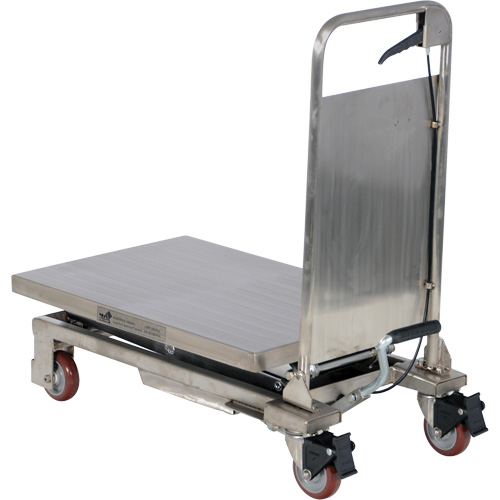 Manual Hydraulic Scissor Lift Table, 27-1/2" L x 17-3/4" W, Partial Stainless Steel, 220 lbs. Capacity Cam Industrial