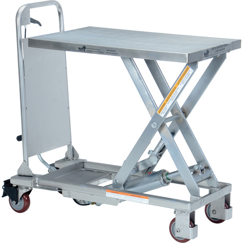 Manual Hydraulic Scissor Lift Table, 27-1/2" L x 17-5/8" W, Partial Stainless Steel, 400 lbs. Capacity Cam Industrial